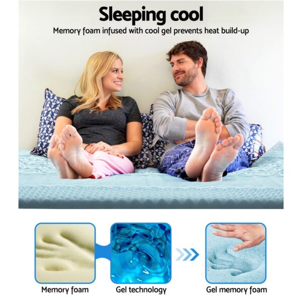 Cool Gel 7-zone Memory Foam Mattress Topper w/Bamboo Cover 8cm - King - Image 4