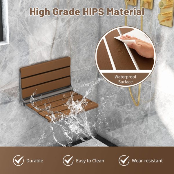 Wall-Mounted Foldable Waterproof HIPS Bathroom Bench - Image 3