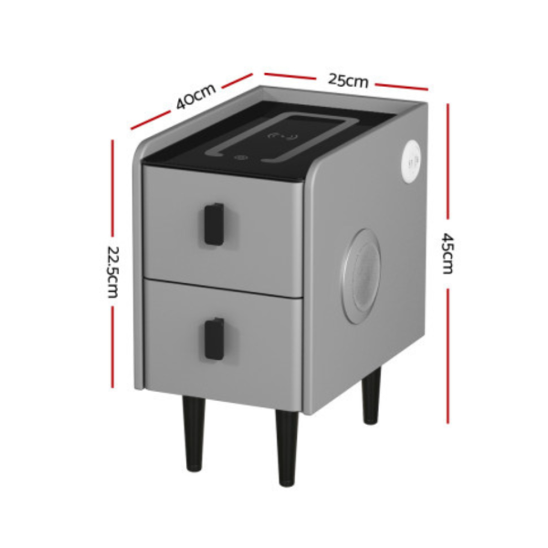 Smart 2 Draw Bedside Table With Wireless Charger And Speaker - Image 4