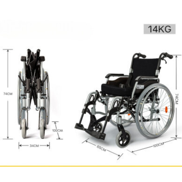24 Inch Portable Folding Wheelchair - Image 3