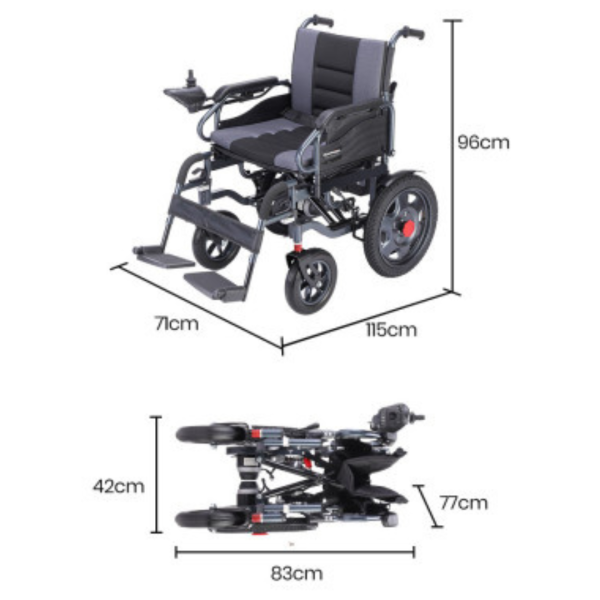 Electric Wheelchair | Extra Wide Seat | Lithium Battery | Foldable Steel Frame | 130KG Weight Capacity - Image 3